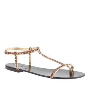 J. Crew Cyrille studded T-strap sandals - Size 8.5 Gold Studded Strap w/buckle